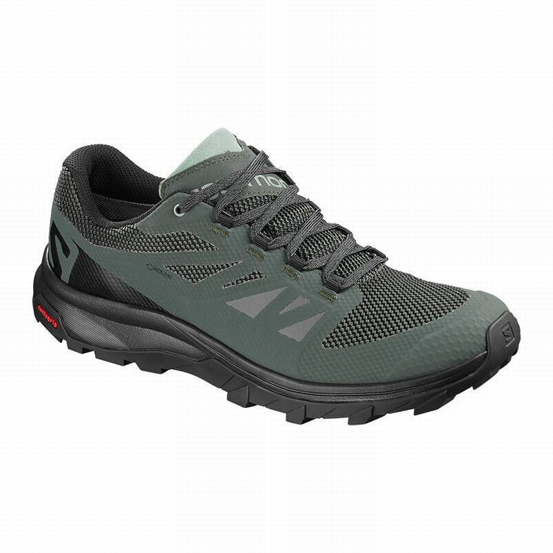 SALOMON OUTLINE GORE-TEX Philippines - Men's Hiking Shoes - Black/Green | 310658-HNL